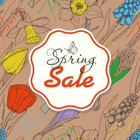 Spring sale background with flower. Vector illustration for your designのイラスト素材