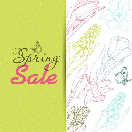 Spring sale background with flower. Vector illustration for your designのイラスト素材