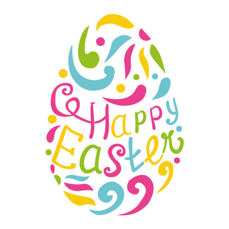 Happy Easter Egg lettering on white background. Vector illustration for your designのイラスト素材