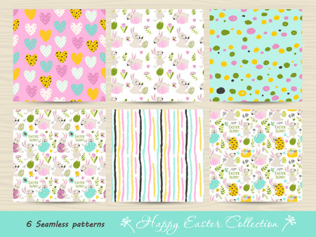 Set of seamless Easter patterns. Vector illustration for your designのイラスト素材
