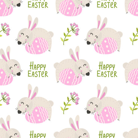 Seamless pattern with Easter bunny. Vector illustration for your designのイラスト素材