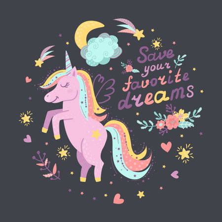 Background of fantasy unicornのイラスト素材