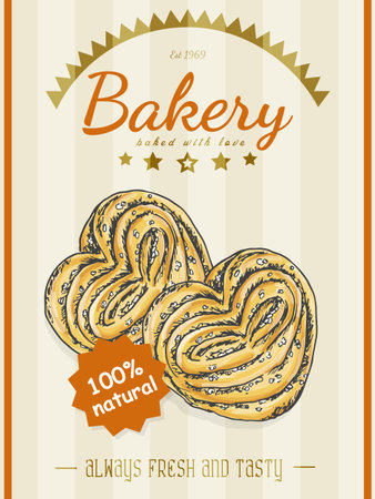 Vector poster with a bread product in a sketch style. Vector illustration for your designのイラスト素材