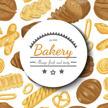 Vector background with various bakery products. Vector illustration for your designのイラスト素材