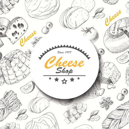 Vector background with cheese products. Vector illustration for your designのイラスト素材