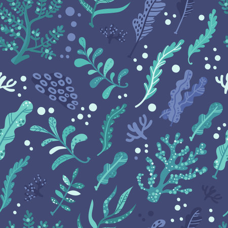 Seamless pattern with seaweeds. Vector illustration for your designのイラスト素材