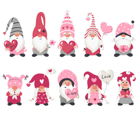 Valentines day gnome collectionのイラスト素材