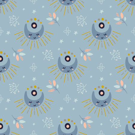 Seamless pattern with moon.のイラスト素材