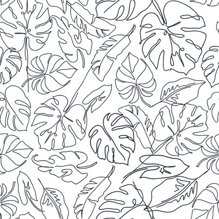 Contemporary seamless pattern with monstera leaves.のイラスト素材