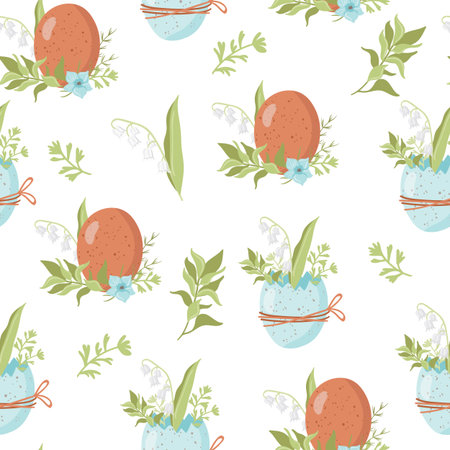 Vector seamless pattern with Easter eggsのイラスト素材