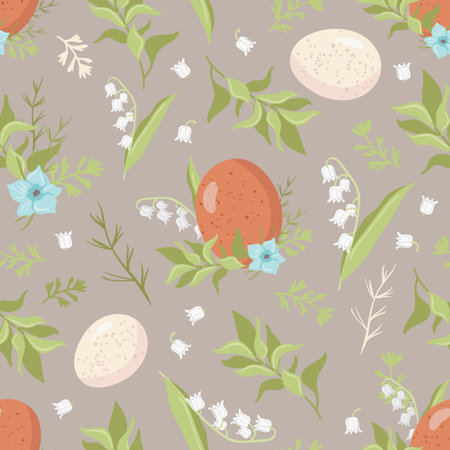 Vector seamless pattern with Easter eggsのイラスト素材