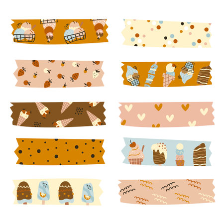 Washi tapes collection with ice creams.のイラスト素材
