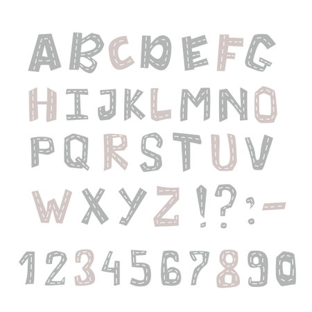 Set of alphabet, punctuation marks and numbersのイラスト素材