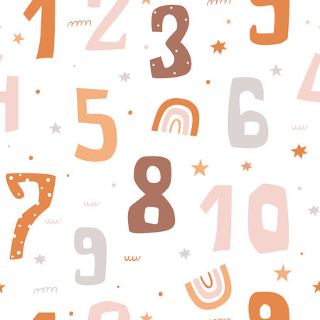 Bohemian seamless pvttern with numbersのイラスト素材
