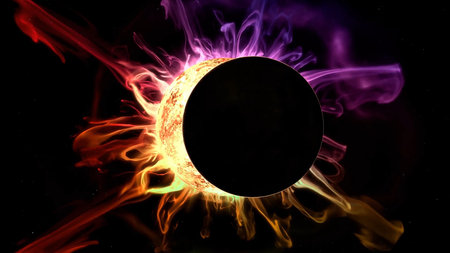 bright sunny summer day. Half of the sun realistic picture. solar eclipse