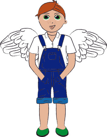 Little boy with angel wingsのイラスト素材