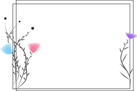 floral watercolor frame hand drawn vector illustrationのイラスト素材