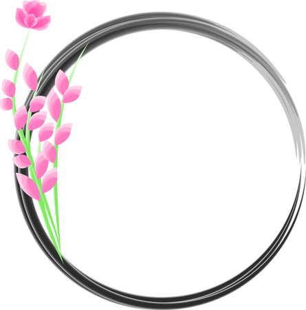 Watercolor flower hand painted frame with round brushes vector illustrationのイラスト素材