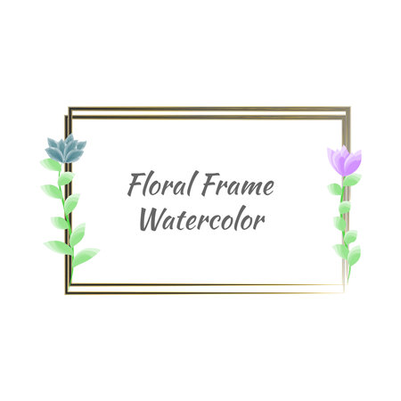 vintage golden frame floral watercolor vector illustrationのイラスト素材
