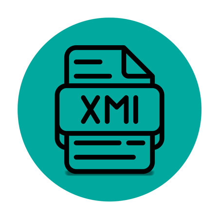 Xml file type icon. files and document format extension. with an outline style design and a turquoise green backgroundのイラスト素材