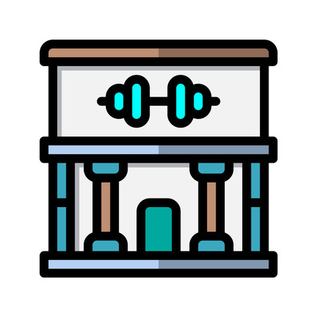 Gym lineal icon. fitness center building flat icons. Suitable for websites, UI and mobile apps.のイラスト素材