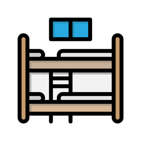 Dormitory lineal icon. residence, furniture, hotel room, motel flat icons. Suitable for websites, UI and mobile apps.のイラスト素材