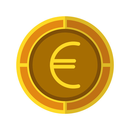 Euro coin icon. Currency flat icons in golden color, Eur money symbol. Vector Illustrations.のイラスト素材