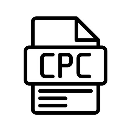 CPC Outline Icon. Cost Per Click Symbol Cost per click outline icon, ideal for marketing spend, PPC dashboards, and CPC reports.のイラスト素材