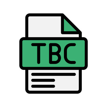 TBC Color Icon To Be Confirmed icon for unverified or upcoming details.のイラスト素材