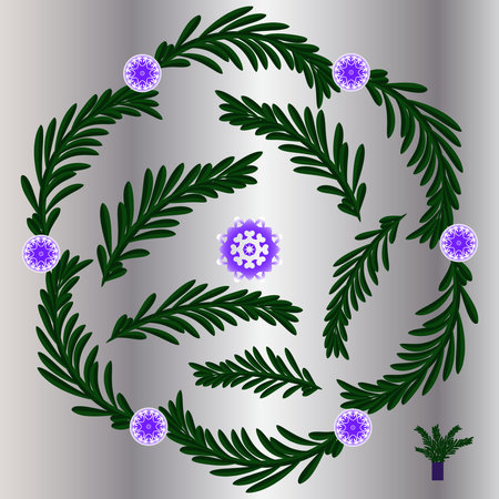 Decorative green branches with leaves of the workpiece for your design. Plant elements and motifs. Frame of green leaves for decoration. Vector illustrationのイラスト素材