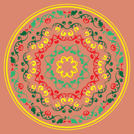 Decorative pattern. Oriental vintage round motif. The ornament. Abstract texture designs can be used for backgrounds, textile, wallpapers, gift wrapping, templates, shawl and ceramic tiles. Vector.のイラスト素材