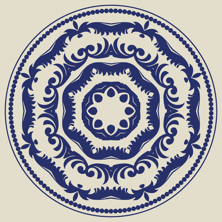 Decorative pattern. Oriental vintage round motif. The ornament. Abstract texture designs can be used for backgrounds, textile, wallpapers, gift wrapping, templates, shawl and ceramic tiles. Vector.のイラスト素材