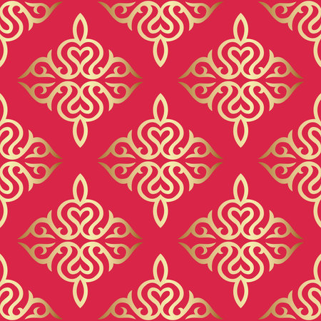 Luxury seamless pattern with ethnic element. Kyrgyz and Kazakh ornaments. Texture for background, holiday cards, invitations, wallpaper, pattern fills, flyer, fabrics, gift wrapping, textile. Vector.のイラスト素材