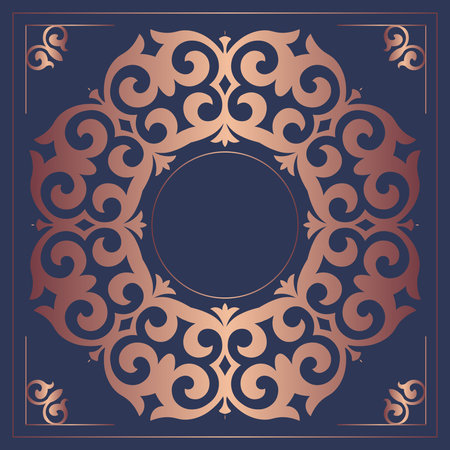 Luxury template for your design with ornamental elements and motifs of Kazakh, Kyrgyz. Mandala.のイラスト素材