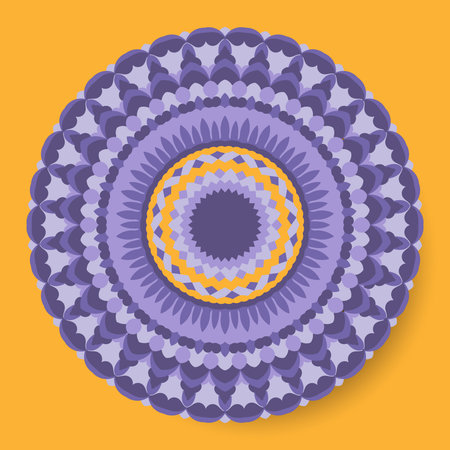 Decorative beautiful design with abstract elements for decoration and your design. Purple mandala. The Ornament. Symmetry texture. Print for shawl and carpet, tile. Vector illustration.のイラスト素材