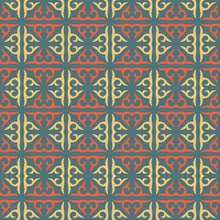 Decorative seamless pattern with ethnic element. Kyrgyz and Kazakh, Uzbek, Tatar, Yakut ornaments. Texture for background, wallpaper, holiday, fabrics, gift wrapping, home textile. Vector.のイラスト素材