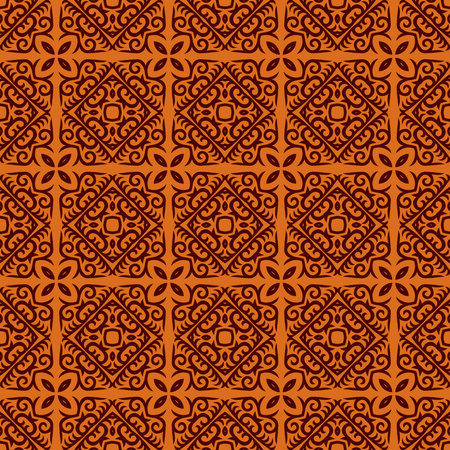 Decorative Asian Folk Seamless Pattern. Repeating background. Monochrome surface design textile swatch, minimal all over print for wallpapers, fabrics, gift wrapping, templates. Vector.のイラスト素材