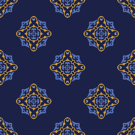 Decorative Asian Folk Seamless Pattern. Traditional Ornament of Asian Nomads: Kyrgyz, Kazakhs, Bashkirs, Tatars, Yakut, Mongols. Ethnic Vector Illustration for Paper Products, Textiles.のイラスト素材