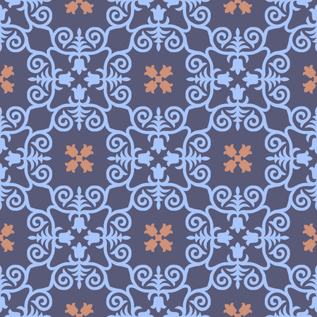 Decorative Asian Folk Seamless Pattern. Ornament of Asian Nomads: Kyrgyz, Kazakhs, Bashkirs, Tatars, Yakut, Mongols. Ethnic Vector Illustration for Paper Products, Textiles.のイラスト素材