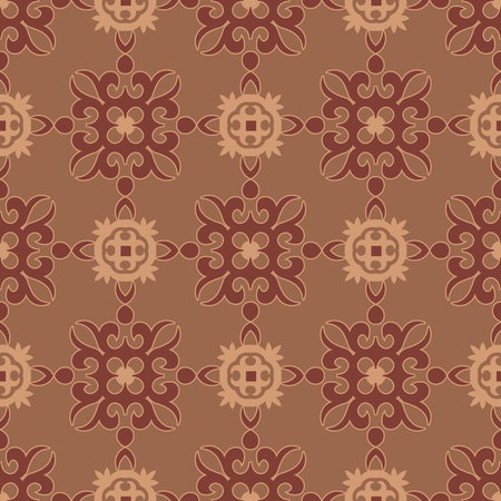 Decorative Asian Folk Seamless Pattern. Ornament of Asian Nomads: Kyrgyz, Kazakhs, Bashkirs, Tatars, Yakut, Mongols. Ethnic Vector Illustration for Paper Products, Textiles.のイラスト素材