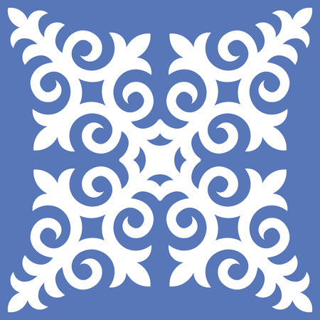 Decorative square Pattern, workpiece for your design. Ornamental elements and motifs of Kazakh, Kyrgyz, Uzbek, national Asian decor for tile, pilow, textile and print design. Vector.のイラスト素材