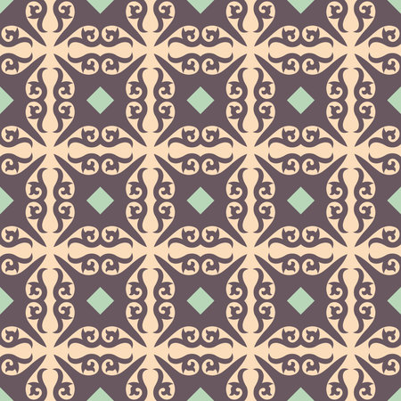 Decorative Asian Folk Seamless Pattern. Ornament of Asian Nomads: Kyrgyz, Kazakhs, Bashkirs, Tatars, Yakut, Mongols. Ethnic Vector Illustration for Paper Products, Textiles.のイラスト素材