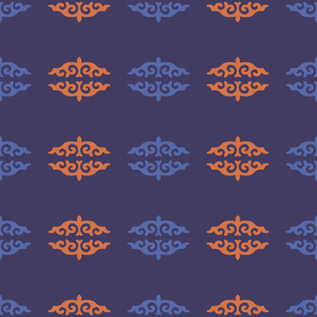 Luxury Seamless Asian pattern of the nomads of Central Asia and Kazakhstan, Kyrgyzstan. Nomadic ethnic stamp style. Asian ornaments.のイラスト素材