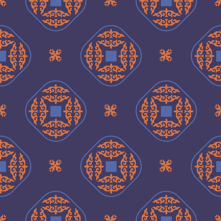 Seamless Asian pattern of the nomads of Central Asia and Kazakhstan, Kyrgyzstan. Nomadic ethnic stamp style. Asian ornaments.のイラスト素材