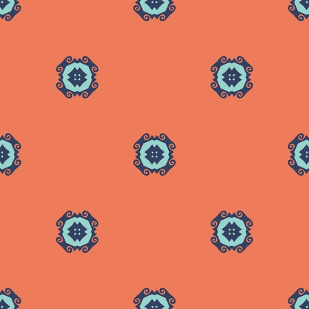 Seamless Asian pattern of the nomads of Central Asia and Kazakhstan, Kyrgyzstan. Nomadic ethnic stamp style. Asian ornaments.のイラスト素材