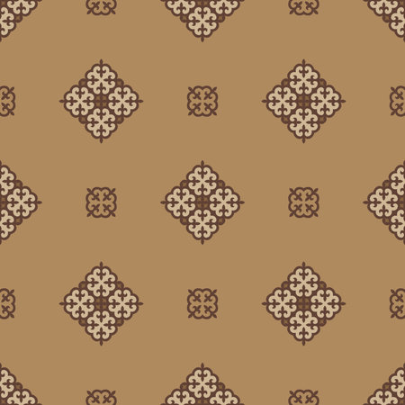 Seamless Asian pattern of the nomads of Central Asia and Kazakhstan, Kyrgyzstan. Nomadic ethnic stamp style. Asian ornaments.のイラスト素材