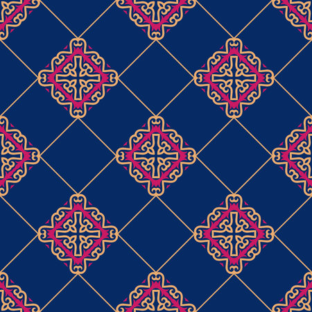 Seamless pattern illustration in traditional style - like Portuguese tiles.