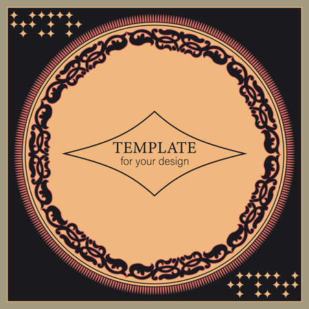 Vintage ornamental decorative label frame. Template for design of retro frames, borders, labels. vector illustrationのイラスト素材
