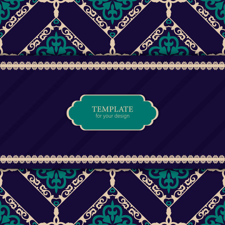 Template for your design. Ornamental elements and motifs of Kazakh, Kyrgyz, Uzbek, national Asian decor for packaging, boxes, banner and print design. nomad style. Vector.のイラスト素材