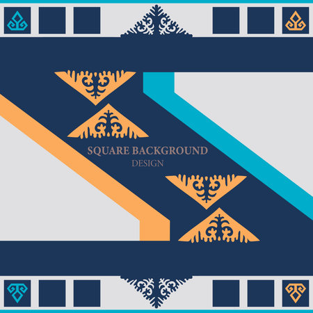 Template for your design. Ornamental elements and motifs of Kazakh, Kyrgyz, Uzbek, national Asian decor for packaging, boxes, banner and print design. nomad style. Vector.のイラスト素材